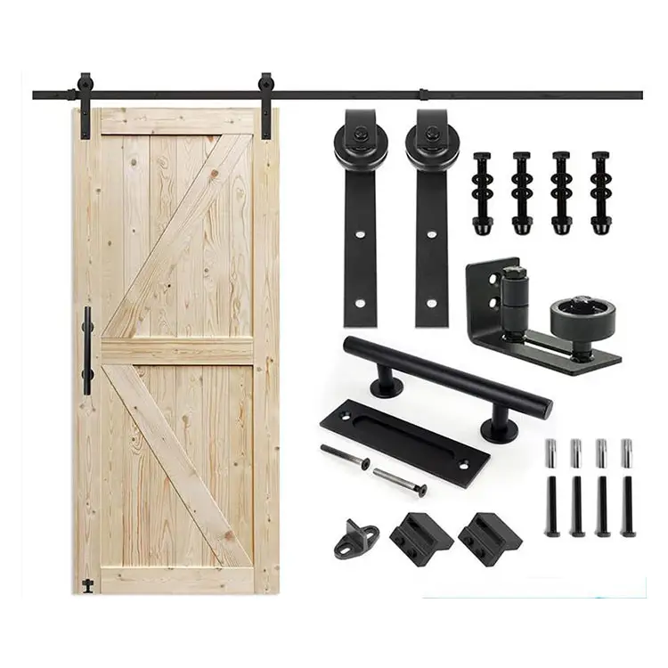 Kit de herrajes para puerta de Granero doble de derivación plegable de latón antiguo para Lado de montaje de puerta de madera Interior para puerta de 2,4 m