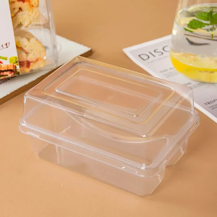 투명 PET 힌지 컨테이너 조작 명백한 식품 상자 샌드위치 저항 투명 플라스틱 델리 컨테이너 재고