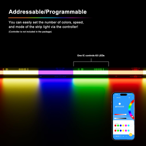 RGBWW/<strong>CW</strong> 20ft/6.1m RGB+CCT Tunable Color Temperature 2700K-6500K DC24V for DIY Decoration FCOB COB Strip Light - Product Image 3