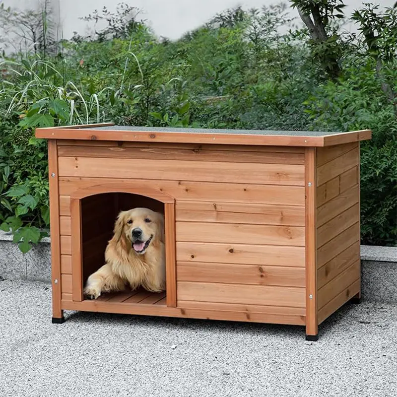 Kandang anjing Super tahan air dan tahan lama kandang kayu luar ruangan dengan lantai kayu