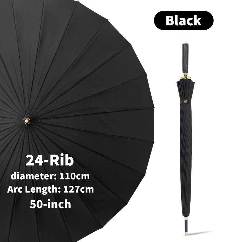 Parapluie droit 50 pouces noir 24K