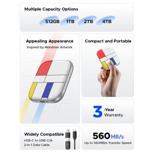 Yeni mobil sabit Disk ORICO-H5 2.5 inç Mondrian-Inspired taşınabilir tip-c harici SSD, bellek: 128GB harici sabit Disk - Product Image 4