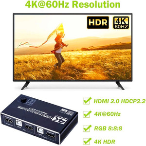 高质量HDMI2.0 KVM开关4k60hz USB计算机监控2进1出键盘鼠标USB共享4K - Product Image 4