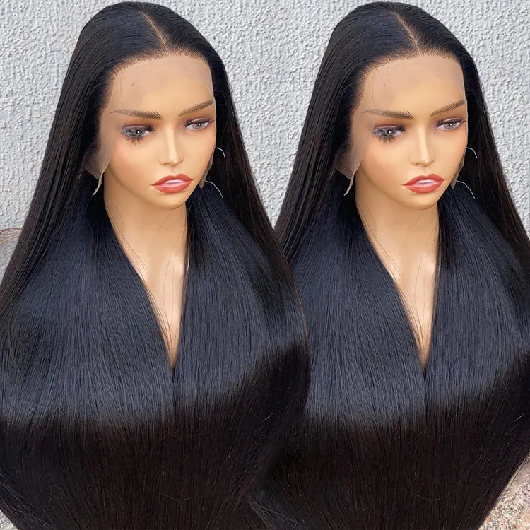 Paquetes de extensión de cabello humano virgen brasileño pelucas delanteras de encaje pelucas de encaje Full Hd sin pegamento pelucas frontales de encaje Hd para mujeres negras