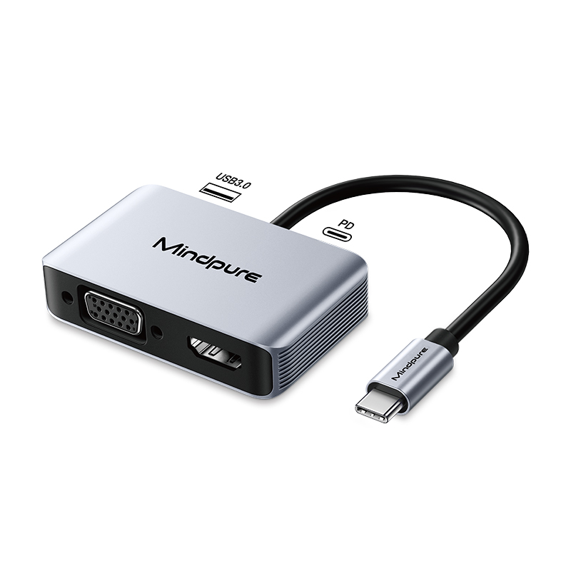 Gris-4 en 1 HDTV + VGA + USB3.0+PD