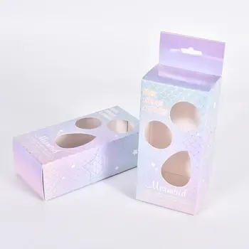 Vendita calda scatole di carta pieghevoli fatte a mano trucco spugna scatola di imballaggio stampa personalizzata spugne di bellezza cosmetica Set con scatola di uova