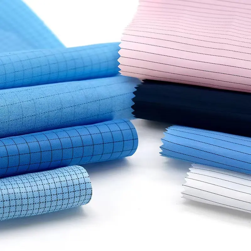 Fabrik Großhandel Streifen 65% Polyester 35% Baumwolle Anti statische Vlies leitfähige Stoff LED