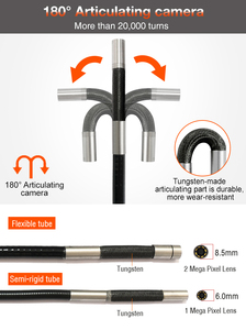 8 ayarlanabilir LED ışık, QBH 8.5/6.0mm Borescope muayene Android kamera ve iPhone endoskop kamera ile eklemli Borescope - Product Image 3