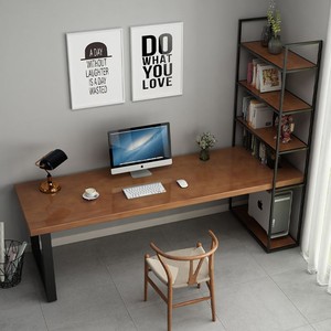 El Escritorio de ordenador de madera maciza simple de gama alta con estantería es adecuado para muebles de oficina, estudios familiares y edificios de oficinas. - Product Image 2