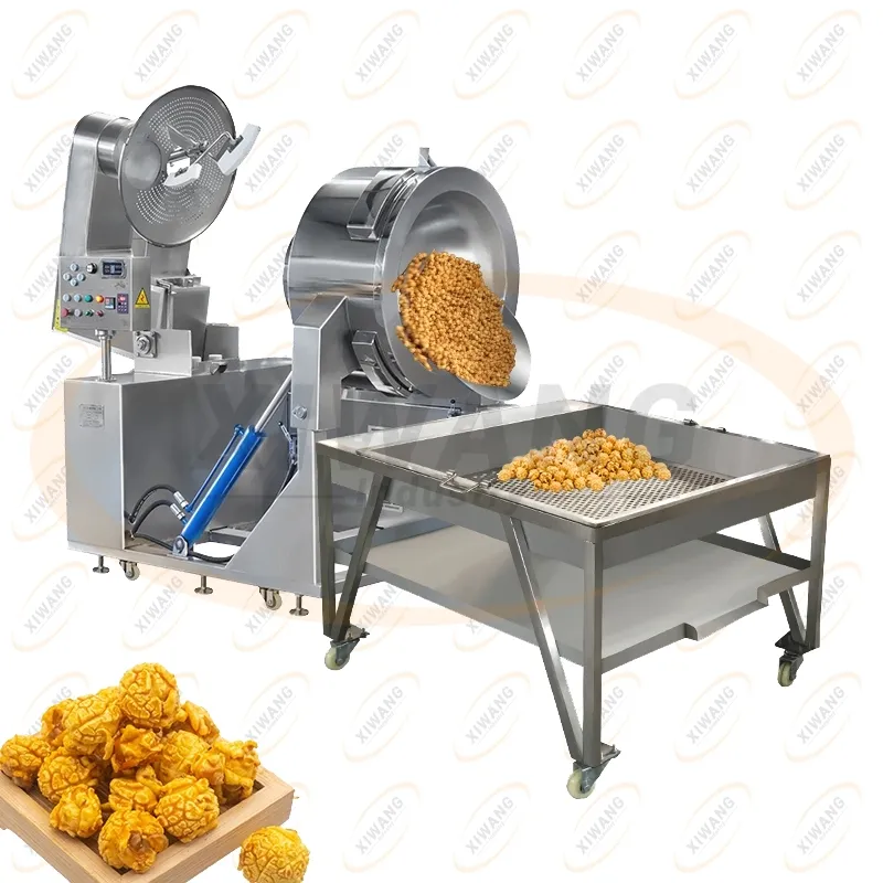 Automatic Heavy Duty Electric Popcorn Maker Comercial Grande Produção Pop Corn Line Big Industrial Popcorn Making Machine