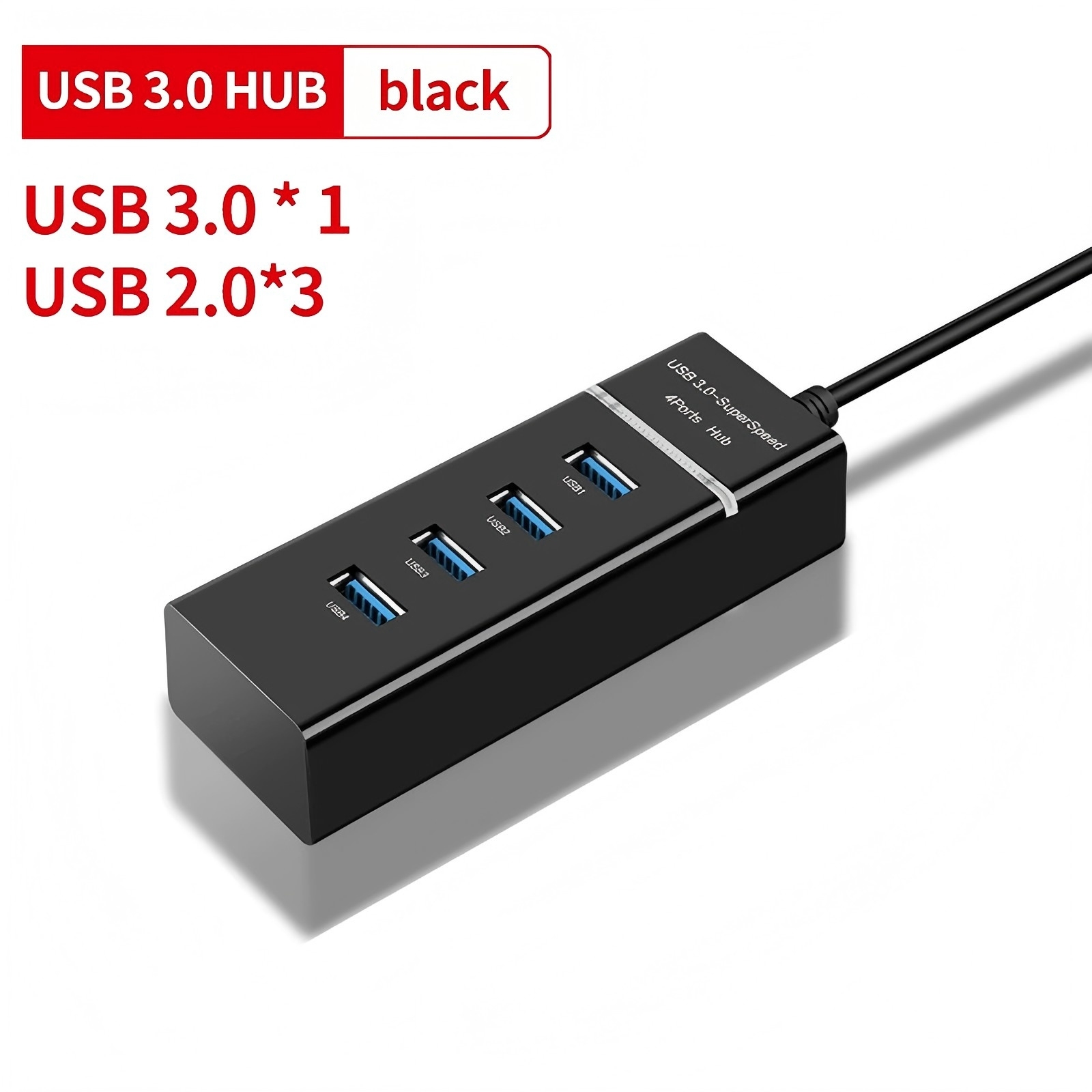 Black-4in1(USB3.0*1+USB2.0*3 )