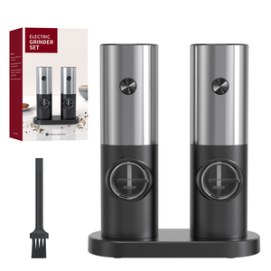 卸売片手ペッパーグラインダー2個セットバッテリーと充電式塩コショウミルセット電気グラインダー - Product Image 1