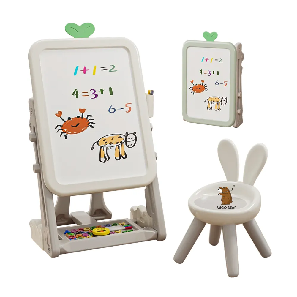 MIGO BEAR Drawing Board Children Toys Doodle Foldable Easel Magic Kids Magnetic Painting White Stand Drawing Board With Chair
