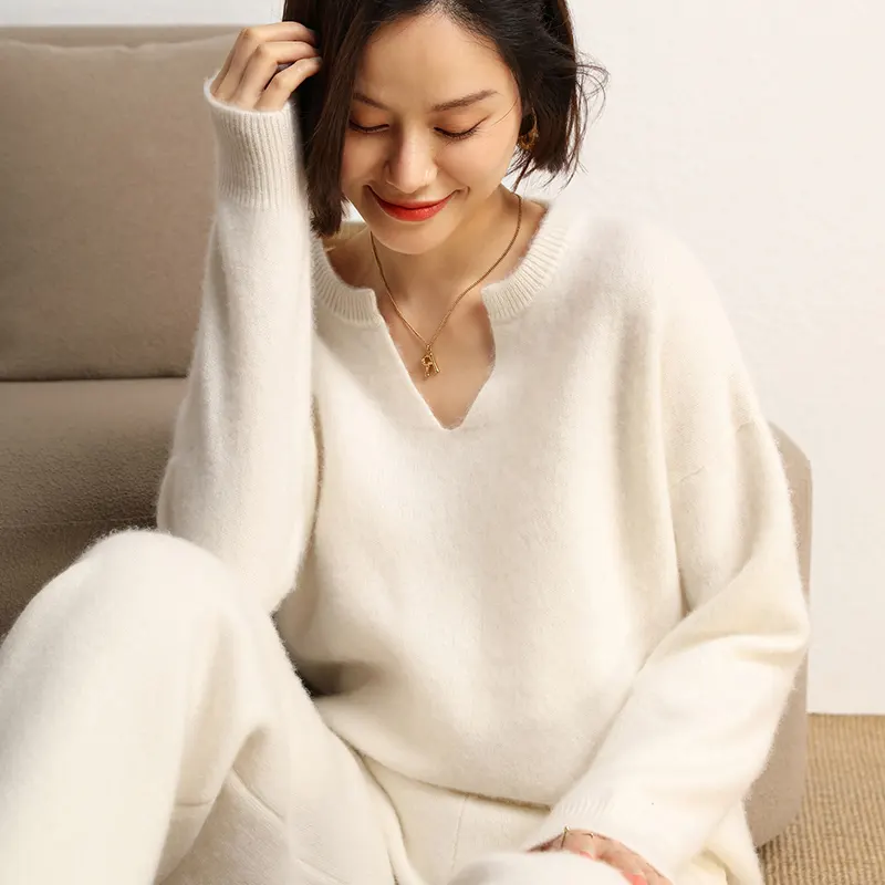 Maglione da donna in maglia Mongolia 100% in cashmere plus size con maglia da donna a maniche lunghe personalizzata