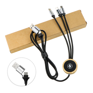 Promocional Nylon trenzado 3-en-1 Entrada dual USB Tipo C Cable 2M LED Logo Cable DE DATOS DE CARGA multifunción para múltiples dispositivos