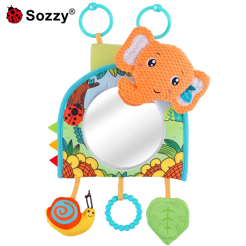 Sozzy New Design Cute Elephant Safety Car Mirror Crib Stroller Baby Car Seat With Hanging Toys