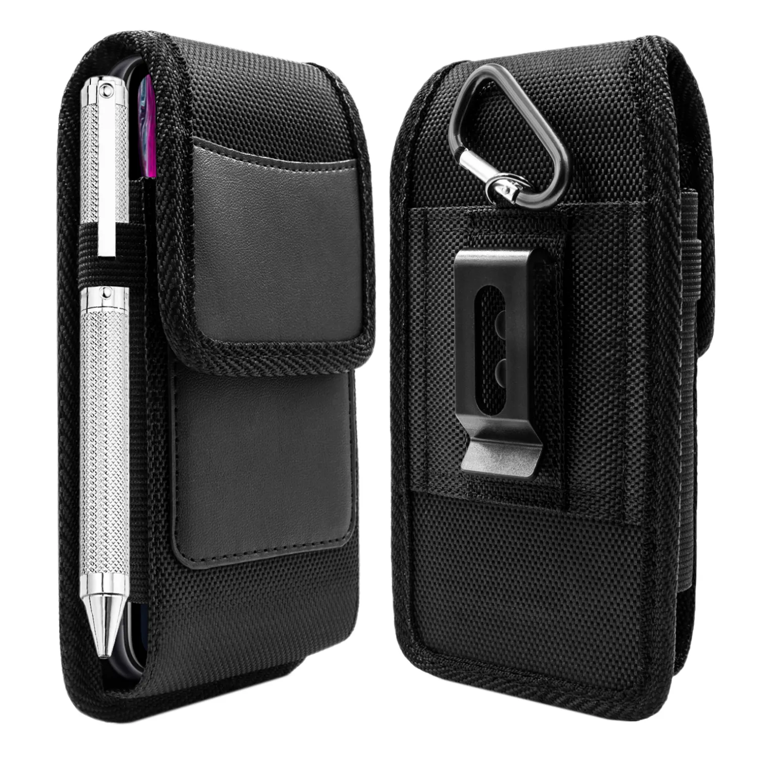 Mobile Phone Belt Pouch Universal Holster Waterproof PU Leather Nylon Travel Cover 4.5"-6.9" Security Carry Waist Bag Case