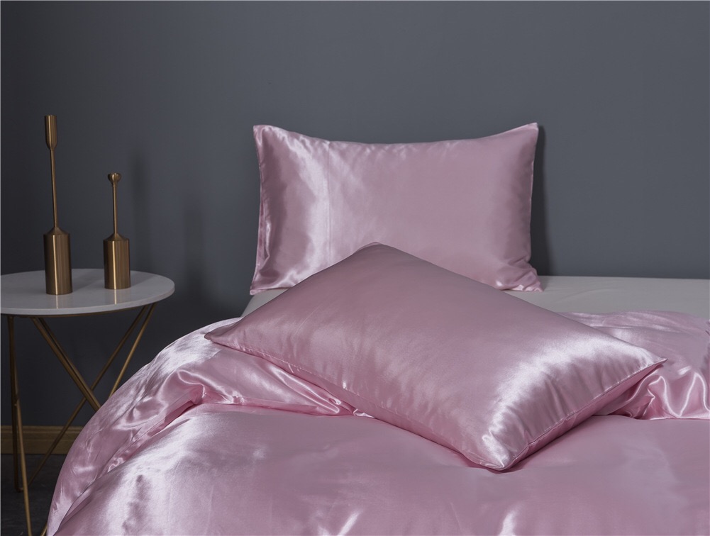 Satin High Quality Textile Solid Color Silk Bed Sets Sheet Duvet cover King Bedding Wholesale