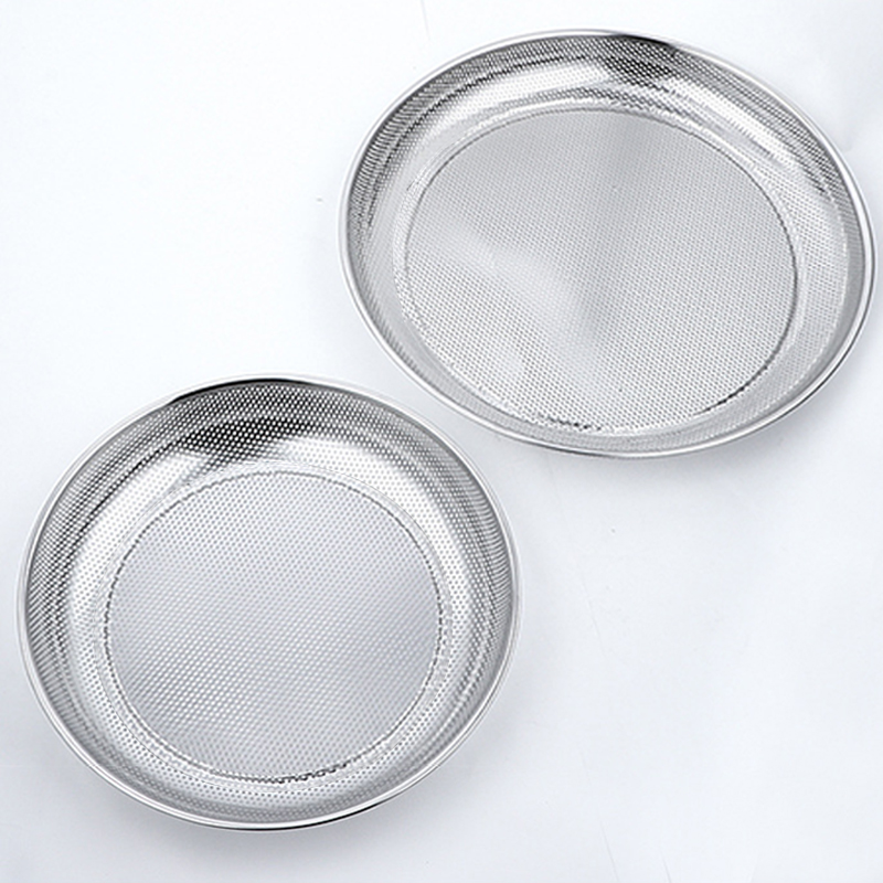 Round Steam Food Tray Multi-purpose Kitchenware Stainless Steel Flat Tray With Dense Holes