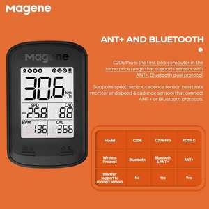 Magene C206 Pro Bicycle Speedometer GPS Bike <strong>Computer</strong> <strong>Wireless</strong> ANT+ BLE 1.9 Inch <strong>Cycling</strong> <strong>Computer</strong>