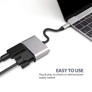 Base 2 en 1/3 en 1HUB Entrada USB Resolución 4K VGA + HDTV HD Splitter Dock para captura y grabación de video Compatible con Win - Product Image 5