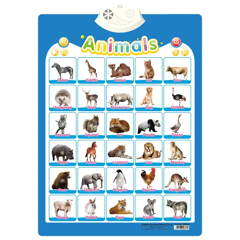 Oyuncaklar İngilizce konuşan Poster öğrenme fonetik grafik ses çizelgeleri çocuklar için hayvan bilgisi eğitici oyuncaklar