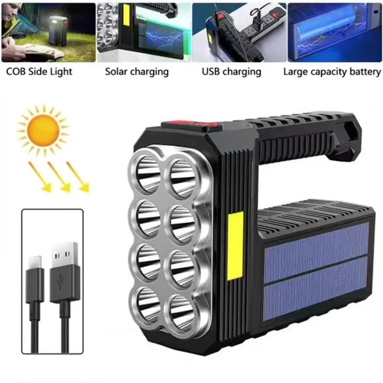 Günstige Solar ladung Super Bright Wasserdichte 8 LED Camping Taschenlampe Lampe