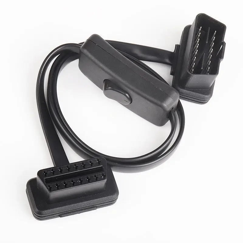 ultra thin noodle elbow with switch OBD extension cable OBD2 cable