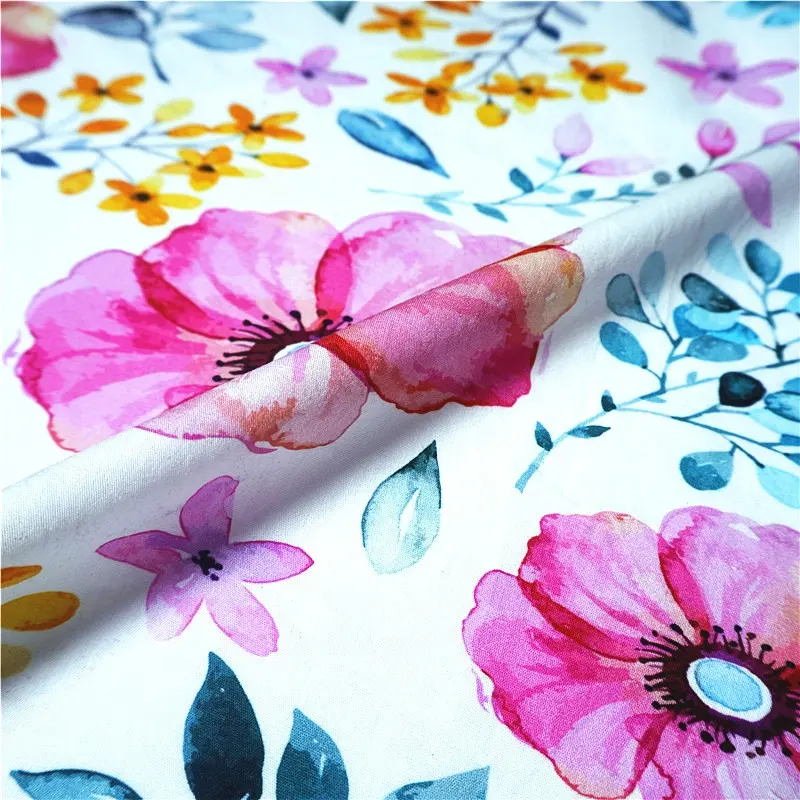 New design flowers printed 100 cotton poplin fabric custom digital print cotton poplin fabric for Shirt  Dress 120/140GSM