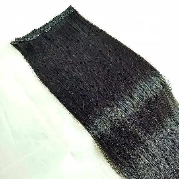 Negro #1 120g remy 10pcs brasileño virgen clip en extensiones de cabello