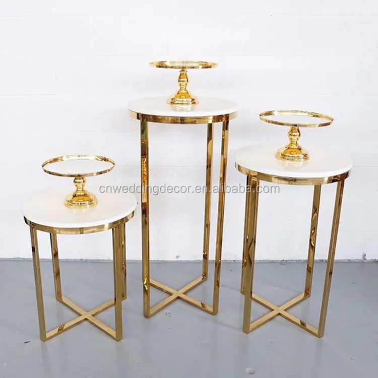 3pcs un conjunto caliente venta oro pastel mesa de pedestal/pastel/mesa de fiesta mesa de postre pastel Pilar para decoración de fiesta