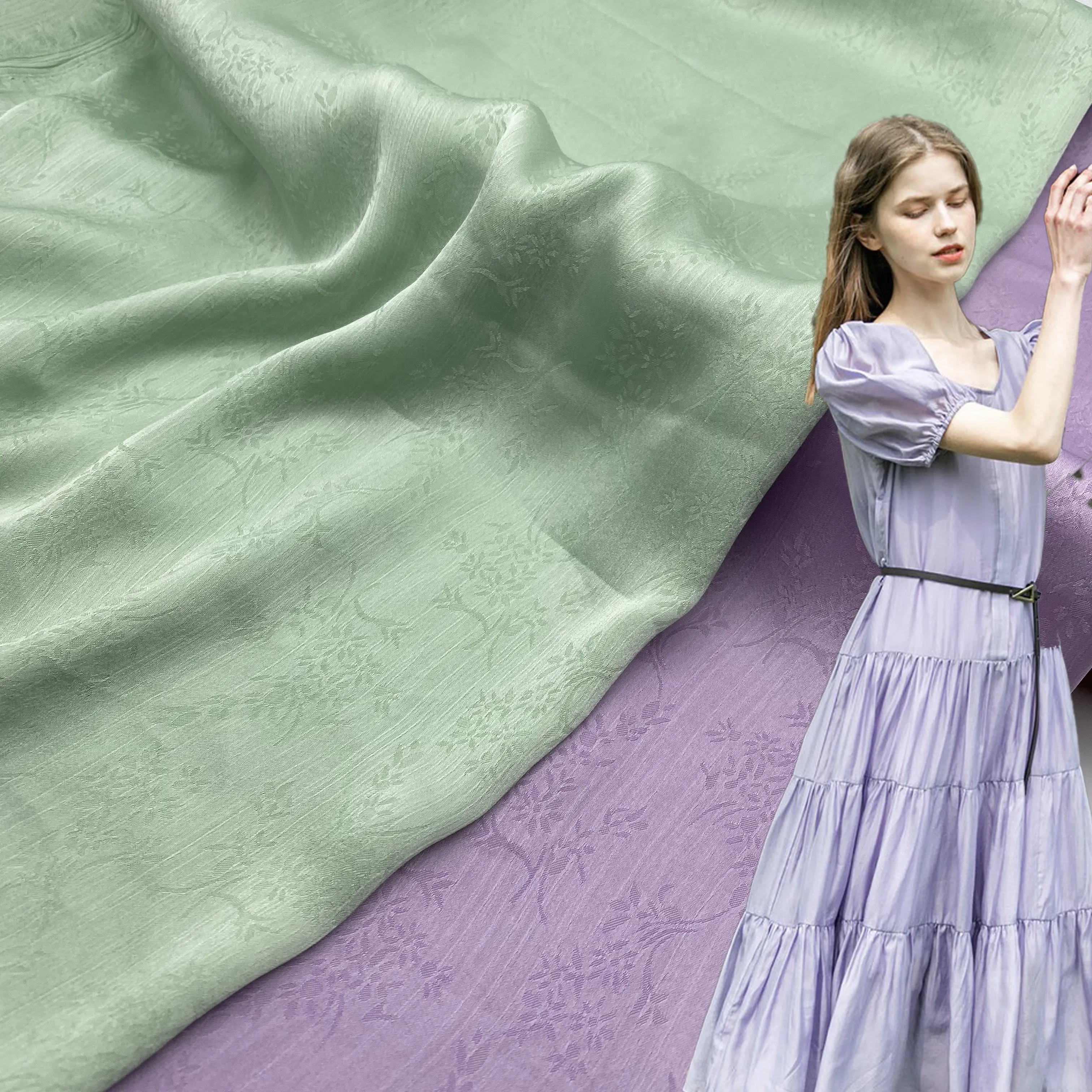 Tecidos texturizados de poliéster 100%, tecido jacquard chiffon crinkle chiffon tecidos para roupas de vestido
