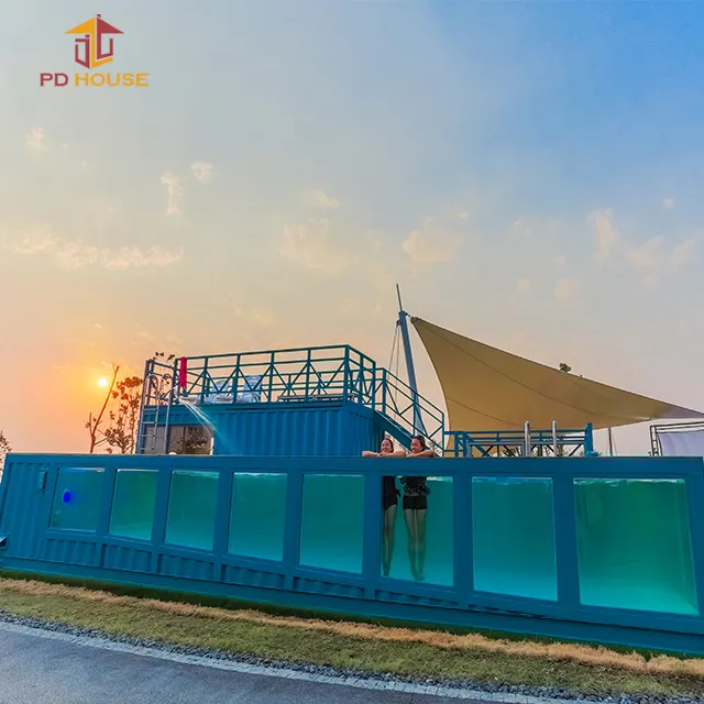 40ft Container swimming pool with wave system unique appearance and novel shape