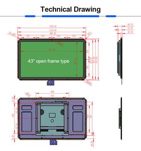 Hochwertige eingebettete WLAN-<span class=keywords><strong>LCD</strong></span> in einem 43-Zoll-Touchscreen-Computermonitor mit offenem Rahmen