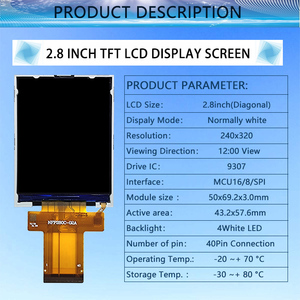 メーカーOEM2.8インチ40ピンMCUSPIインターフェースRGB240x320TFTディスプレイパネル2.8 "9307ドライバーIPSLCDディスプレイモジュール - Product Image 5