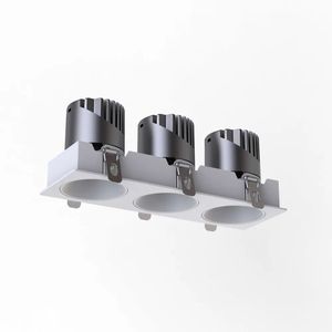Yüksek kalite 3 kafa dikdörtgen ızgara COB spot ışığı parlama önleyici ızgara gömme Led Cob Downlight - Product Image 2