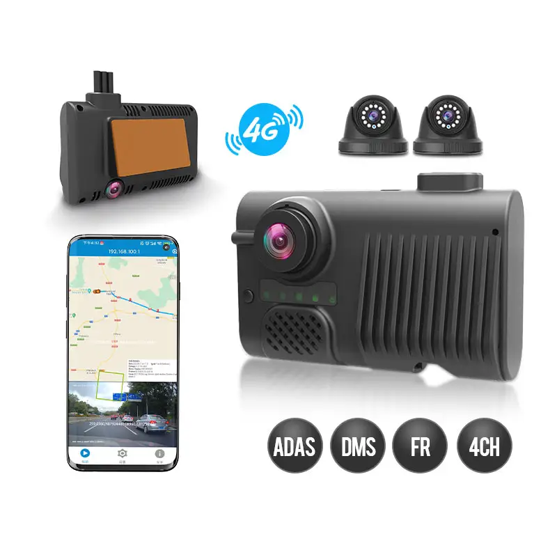 Ultravision Fleet Dash Camera 4G auto DVR 4 canali Dash Cam Ai 4G macchina fotografica auto camion ADAS DMS 4G Dashcam Ai con GPS