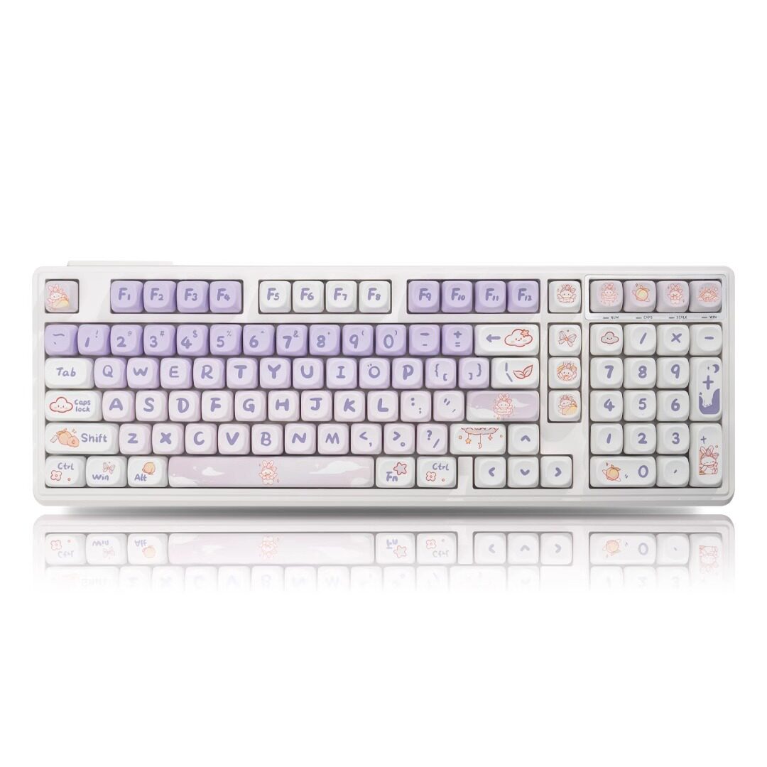 White-YG102 Keyboard+M-OA Purple Rabbit Keycaps