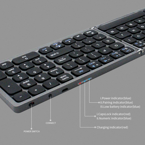 Unterstützung Drei System Micro Slim Faltbare wiederauf ladbare drahtlose Bluetooth-Tastatur Abs Kunststoff 81 Tasten Schnur lose Tastatur - Product Image 5