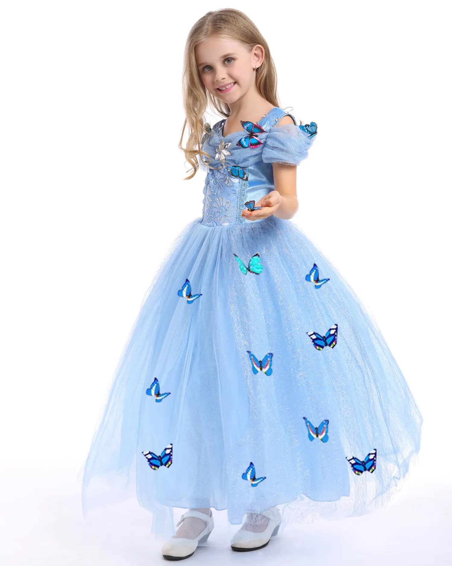 Compras en línea de nuevo los niños mariposa vestido de niña princesa vestido