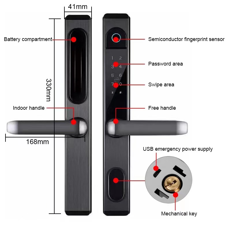 Qleung S824 Tuya APP Competitive Price Digital Lock Door European Mortise Card Fingerprint Smart Password Apartment Lock Door