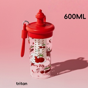 600ml Tritan nhựa dễ thương phim hoạt hình cốc rơm công suất lớn chai nước cầm tay cho trẻ em và người lớn mùa hè cốc nước trái cây - Product Image 6