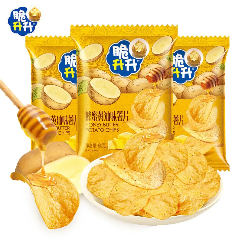 エキゾチックチップスハニーバター風味のポテトチップス60gパフ食品果物と野菜のスナックバッグサツマイモチップス