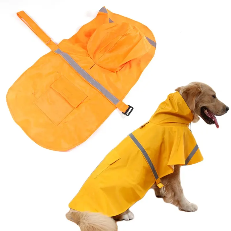 Colorido Color caramelo XXXL Perro grande Dos capas Impermeable Raya reflectante Rainoat para mascotas