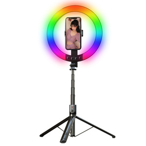 ไฟวงแหวนเติมแสงสำหรับเซลฟี่ไม้เซลฟี่ขาตั้งสามขาพร้อมวงแหวน LED RGB ไฟขยายได้รีโมตสั้นถ่ายวิดีโอเซลฟี่ขาตั้งกล้องสามขา - Product Image 4