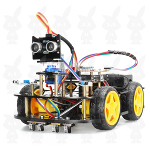 4WD Kit Robot intelligente per auto con programmazione grafica Robot Wireless Kit di avviamento Robot per evitare gli ostacoli Kit Robot in plastica educativo