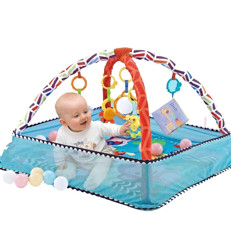 Best Selling 2 In 1 Play Mats For Baby Playmat Crawling Soft Gym Activity Toy Folding Portable With 18 Balls And Hanging Pieces