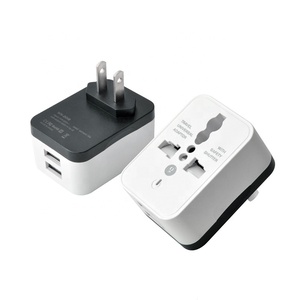 通用到美国转换插头，带双<span class=keywords><strong>USB</strong></span> <span class=keywords><strong>5V1A</strong></span>电源，用于手机旅行多功能扩展插头适配器