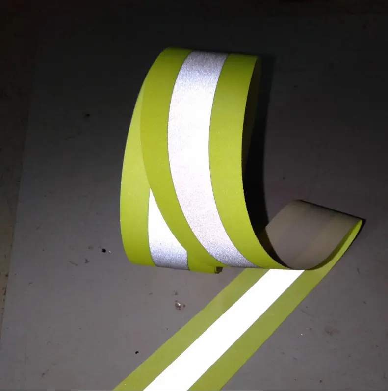 hi vis 5cm 2'' sew on fire flame retardant resistant resistance reflective fabric glow in dark tape for fireman belt clothing