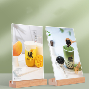 Acrylic gỗ rắn dựa trên danh sách giá decca trà sữa menu quảng cáo Thẻ Bảng trang trí Bảng Hai Mặt hiển thị đứng - Product Image 3